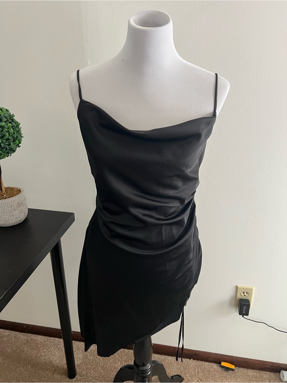 NWOT Black Slip Cowl Neck Dress
